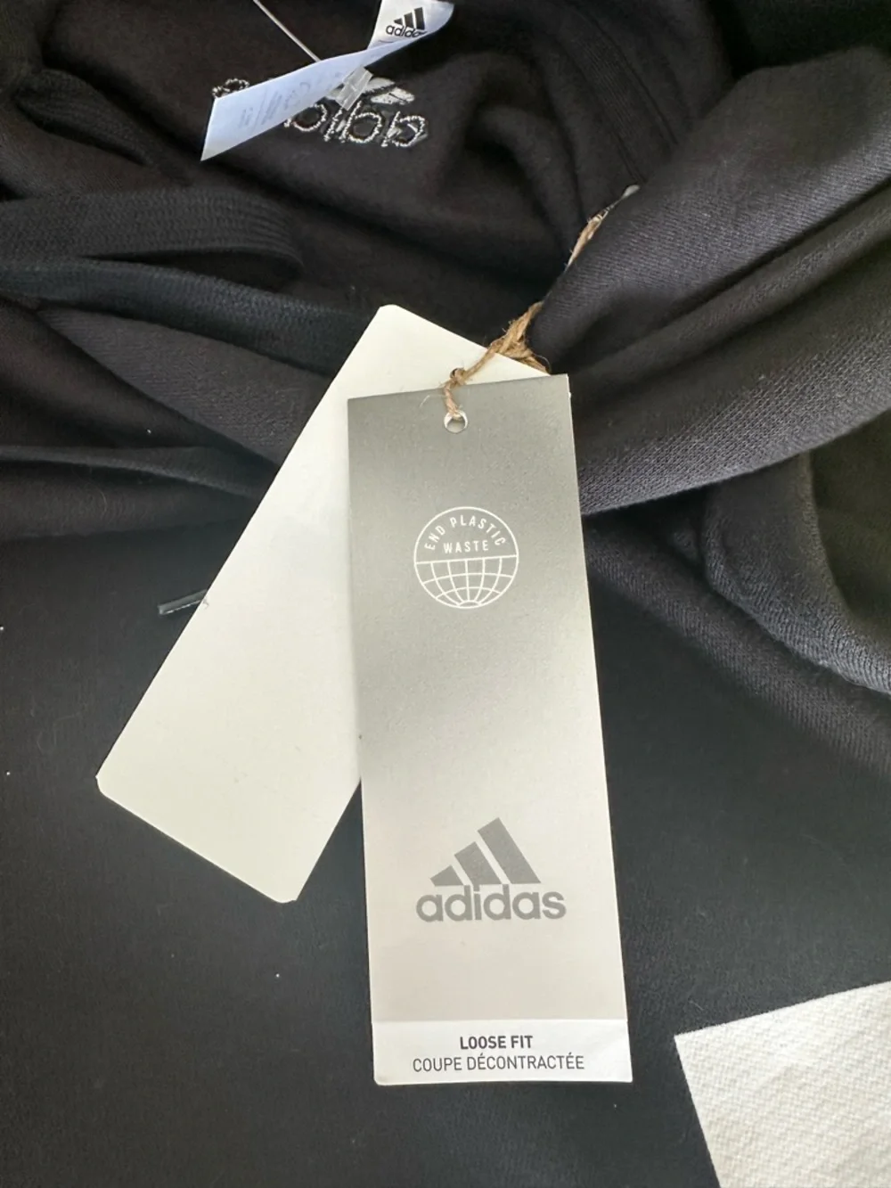 NWT adidas Black Hoodie with Large White Logo